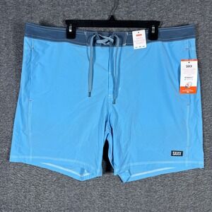 NEW SAXX Betawave 2N1 Board Shorts Mens 40 Blue Ballpark Pouch Lined 17"